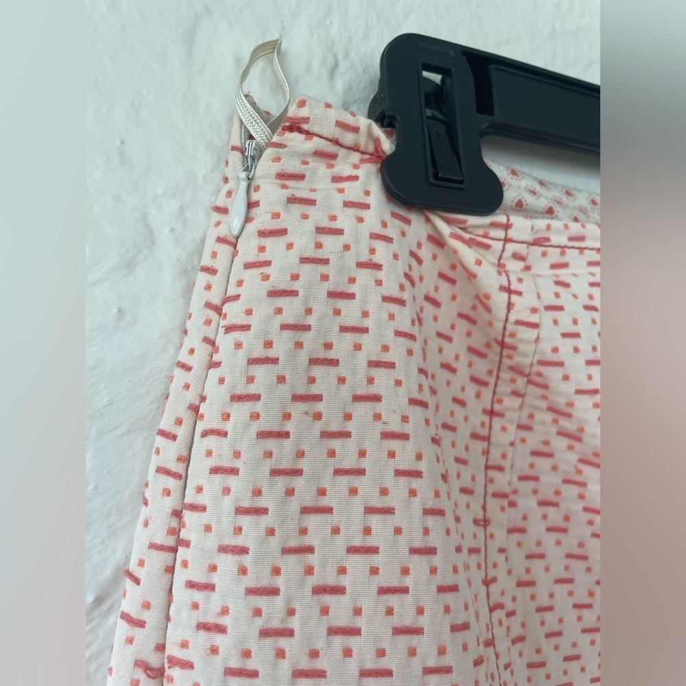 MaxMara Weekend cream/peach unlined, a-line midi skirt, side zip ; size 10 - Picture 2 of 6